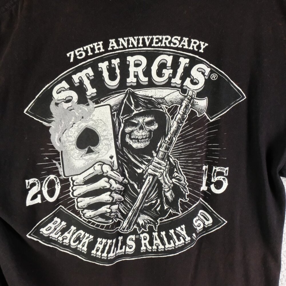Surgis Bike Tee Mens Extra Large Black Double Sided Black Hills Rally 2015 Crew
